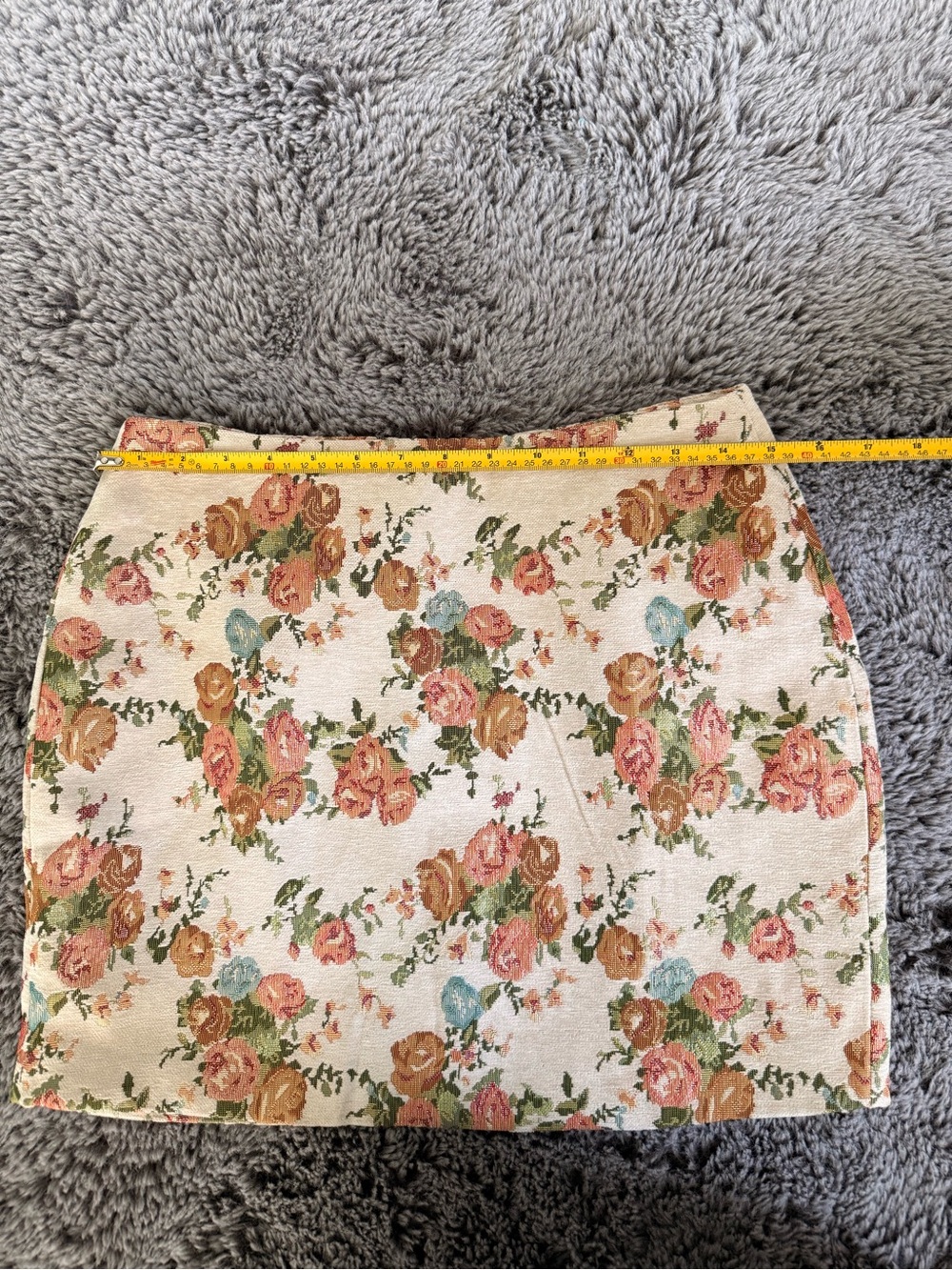 Cider Cream Floral Mini Skirt with Pink & Green Accents - Picture 4 of 8